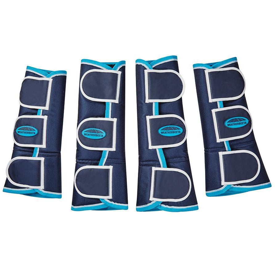 Weatherbeeta Short Wide Tab Travel Boots - Navy Blue White
