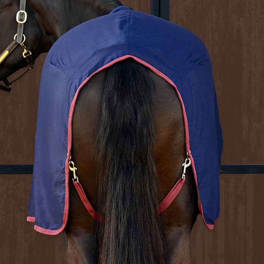 Weatherbeeta Show Sheet Standard Neck - Navy Burgundy Legstrap