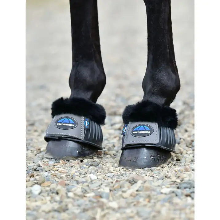 Weatherbeeta Tough-Tec Prime Fleece Trim Rubber Bell Boots - Black Grey