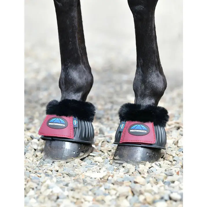 Weatherbeeta Tough-Tec Prime Fleece Trim Rubber Bell Boots - Burgundy