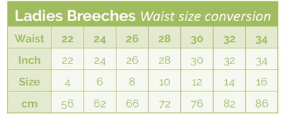 Whitaker Ladies Silicone Knee Grip - Size Chart