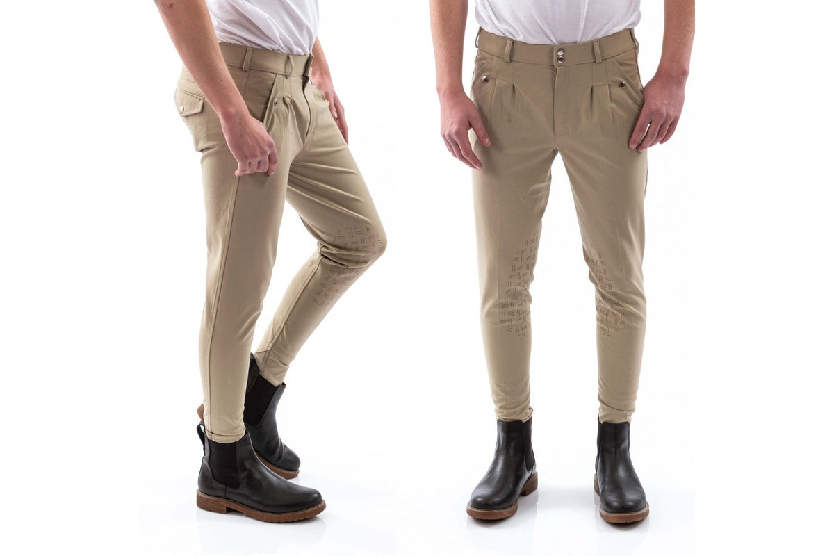 Whitaker Mens Breeches Silicone Knee Grip - Beige