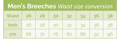 Whitaker Mens Breeches Silicone Knee Grip - Size Chart