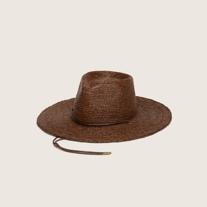 Will &amp; Bear Austin Straw Wide Brim Hat - Brown Front View