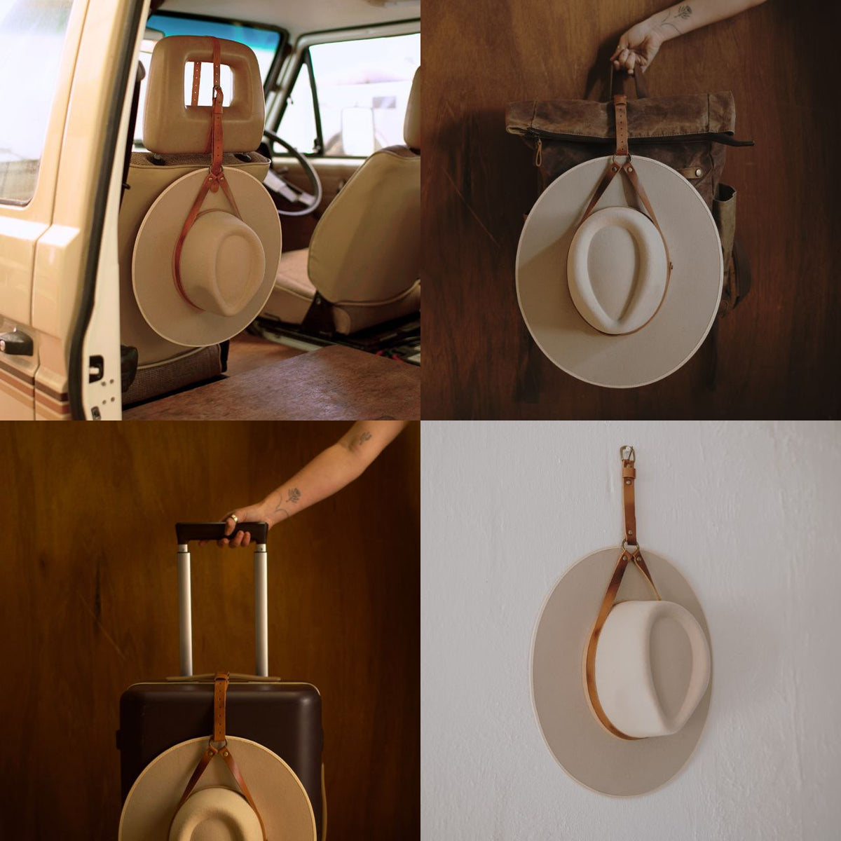 Will &amp; Bear Leather Hat Holder | Tan Travel Strap - 6