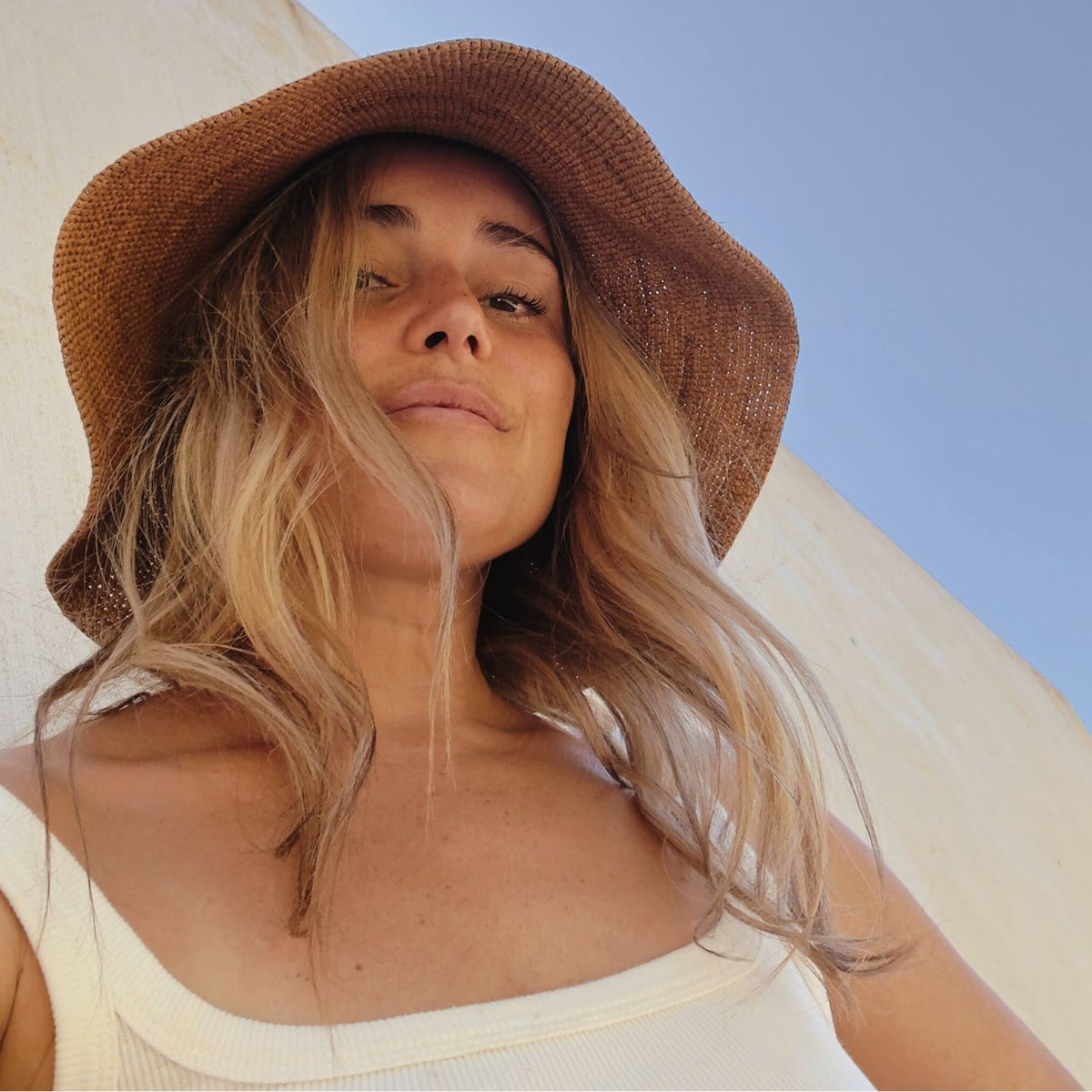 Will &amp; Bear Sunny Crushable Straw Bucket Hat - Husk Closeup