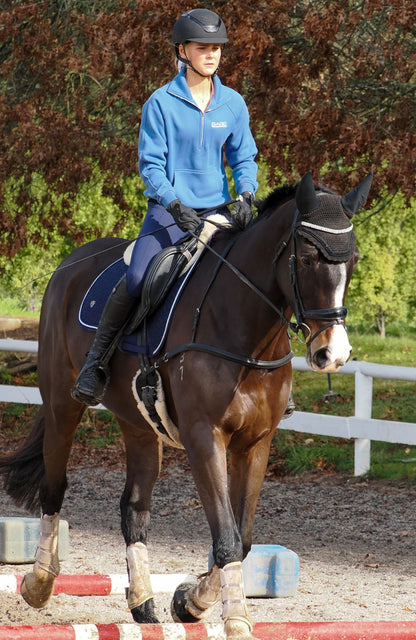 BARE Equestrian Quarter Zip Teddy Pullover Sweater - Windsor Blue
