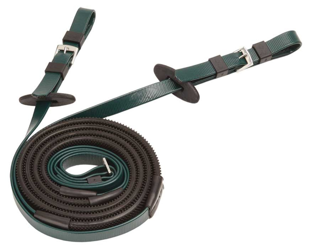 Zilco Race &amp; Exercise Reins 16mm / Buckle End (Black Grip) / Dark Green