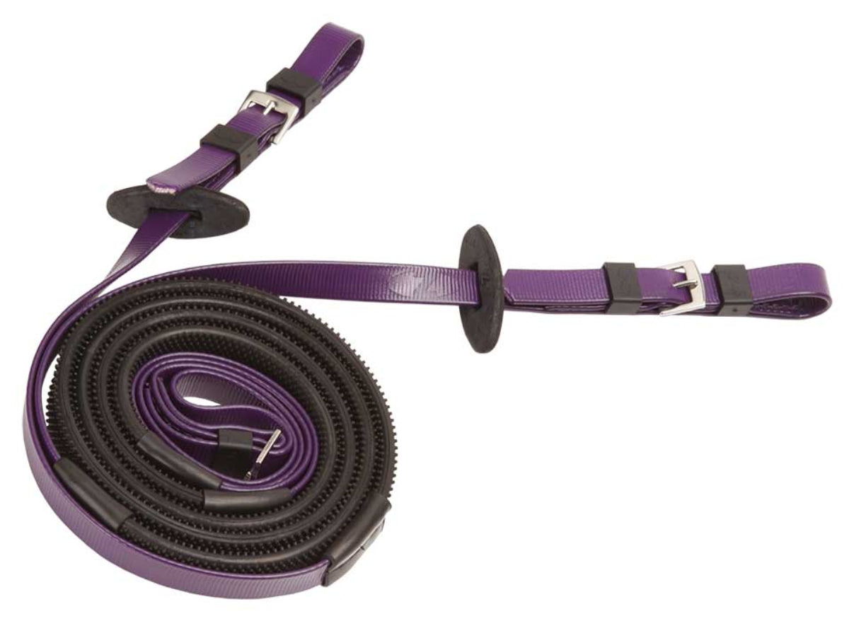Zilco Race &amp; Exercise Reins 16mm / Buckle End (Black Grip) / Purple