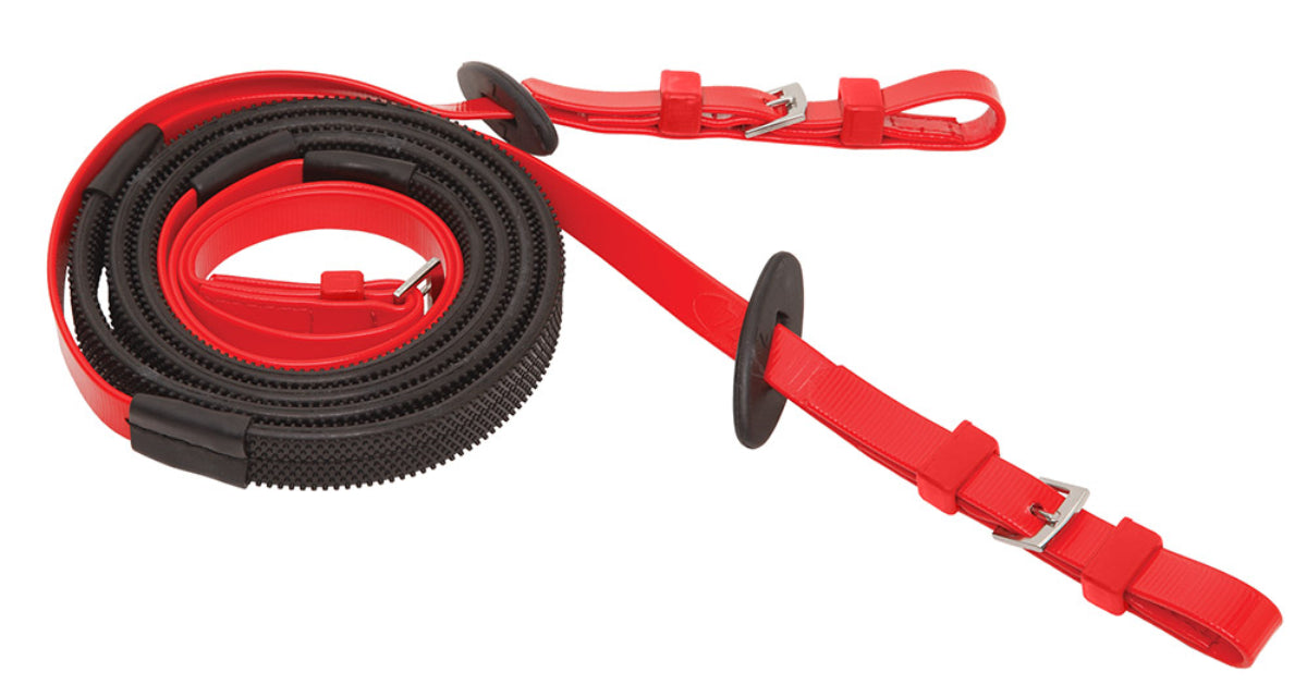 Zilco Race &amp; Exercise Reins 16mm / Buckle End (Black Grip) / Red