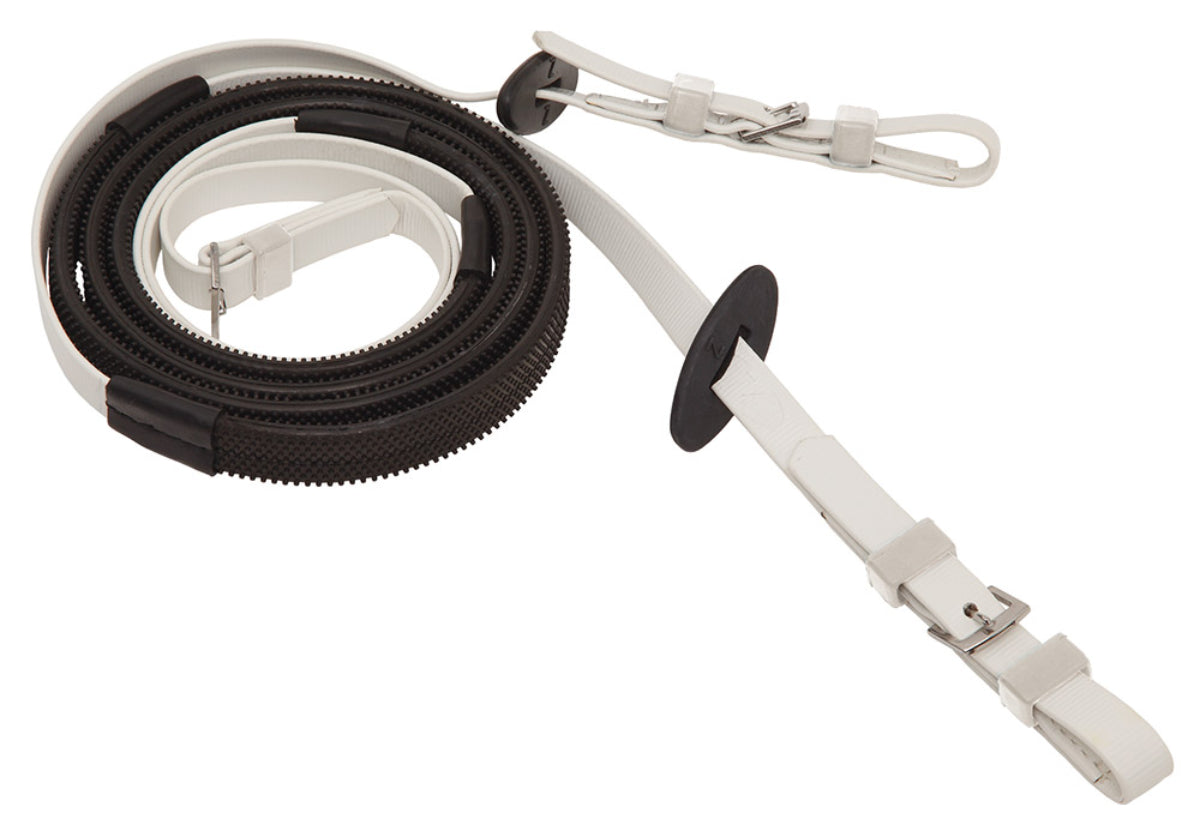 Zilco Race &amp; Exercise Reins 16mm / Buckle End (Black Grip) / White