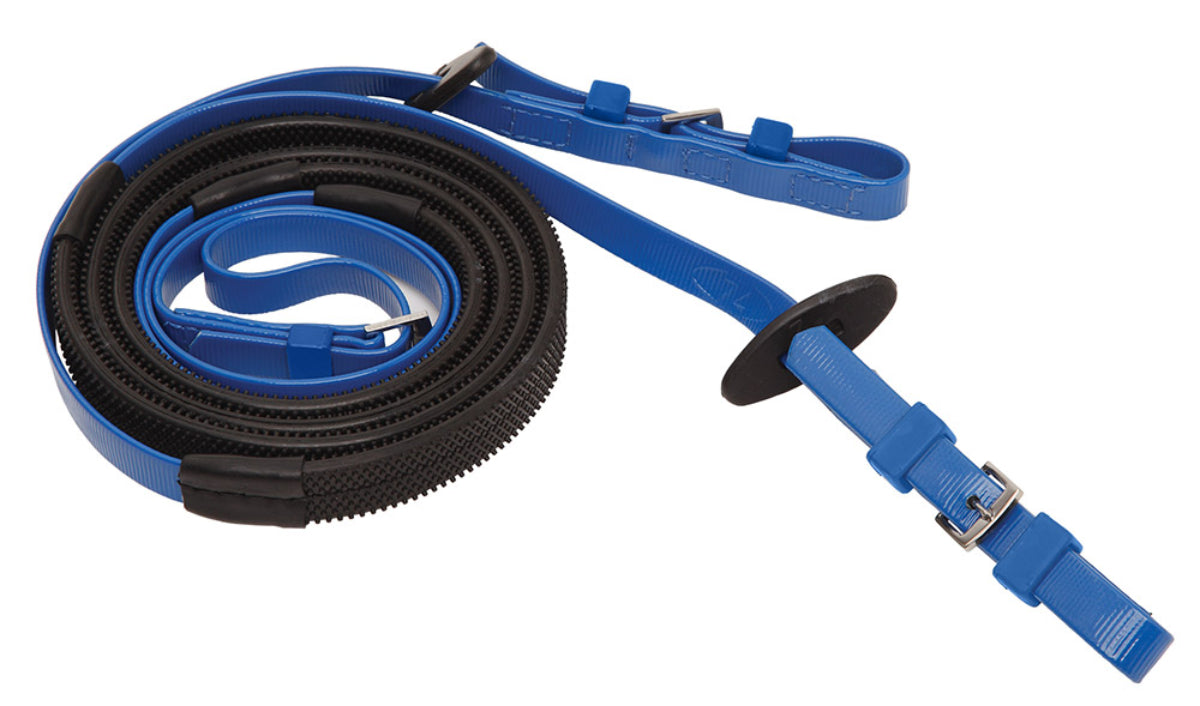 Zilco Race &amp; Exercise Reins 16mm / Buckle End (Black Grip) / Royal Blue