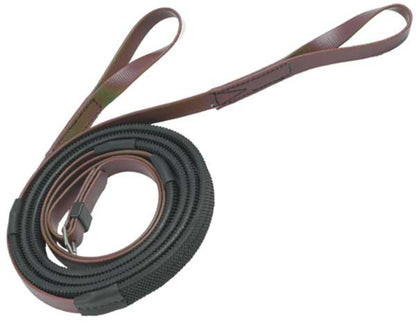 Zilco Race &amp; Exercise Reins 16mm / Loop End (Black Grip) / Brown