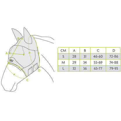 Zilco Woof Wear Ride-On Fly Mask - Size Chart