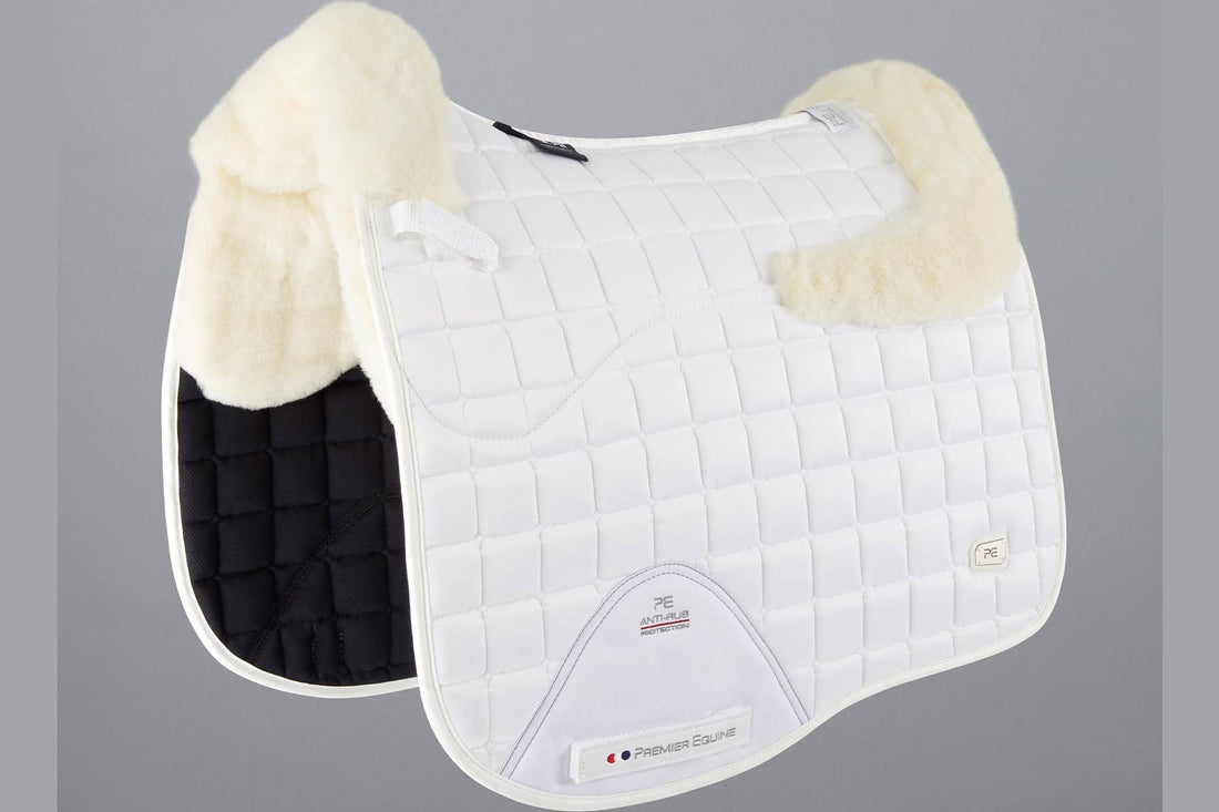 Description:Atlantis CC Satin Wool Dressage Square_Colour:White / Natural Wool_Position:1