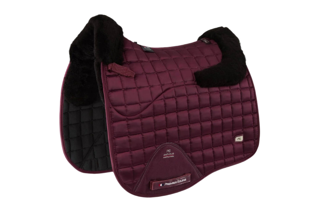 Description:Atlantis CC Satin Wool Dressage Square_Colour:Wine / Black Wool_Position:1