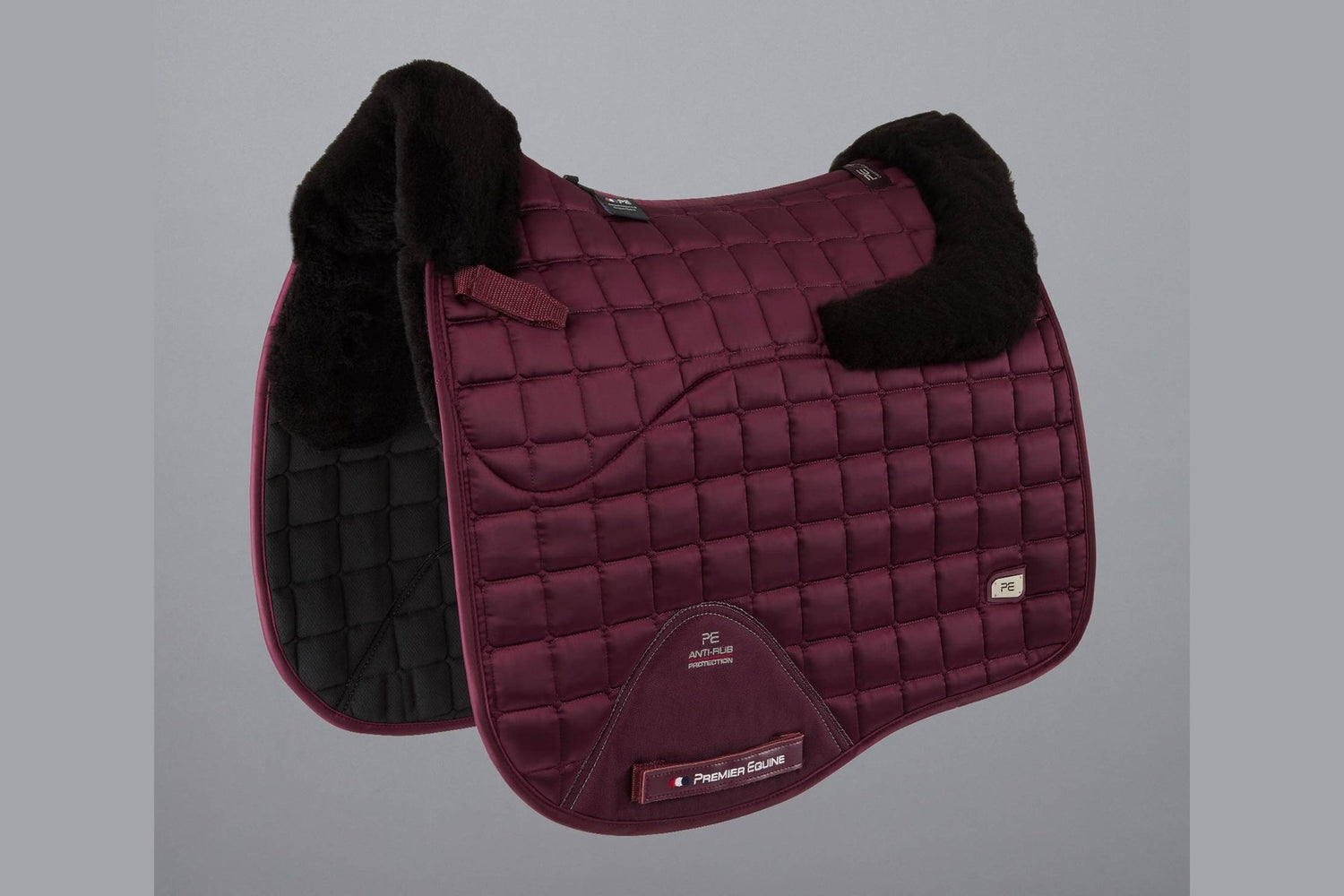 Description:Atlantis CC Satin Wool Dressage Square_Colour:Wine / Black Wool_Position:1