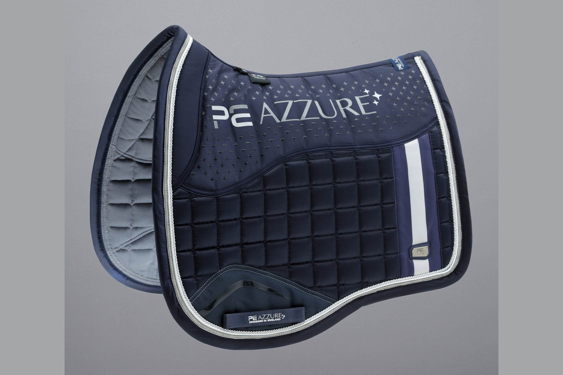 Description:Azzure Anti-Slip Satin Dressage Square_Colour:Navy_Position:1