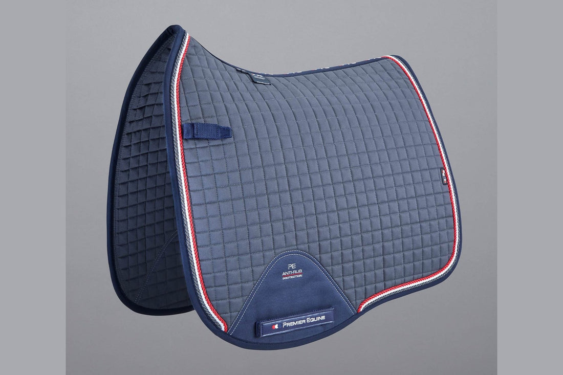 Description:Close Contact European Cotton Saddle Pad - Dressage Square_Colour:Grey_Position:1