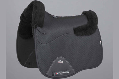 Description:Close Contact Airtechnology Shockproof Wool Saddle Pad - Dressage Square_Colour:Black/Black Wool_Position:1