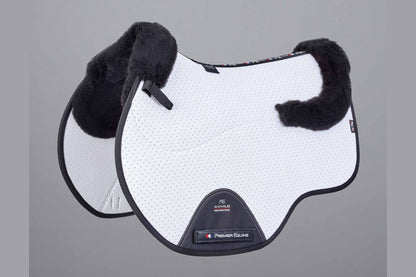 Description:Close Contact Airtechnology Shockproof Wool Saddle Pad - GP/Jump Square_Colour:White/Black Wool_Position:1