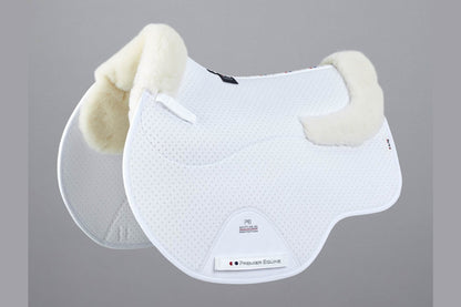 Description:Close Contact Airtechnology Shockproof Wool Saddle Pad - GP/Jump Square_Colour:White/Natural Wool_Position:1