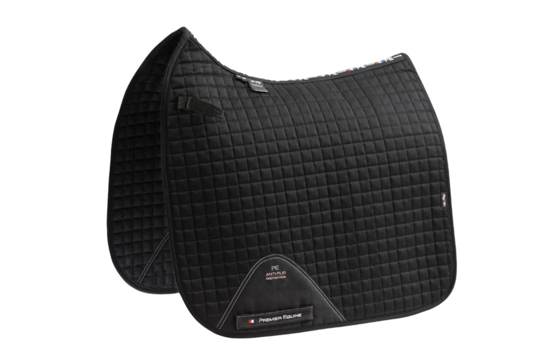 Description:Close Contact Cotton Dressage Saddle Pad_Colour:Black_Position:1