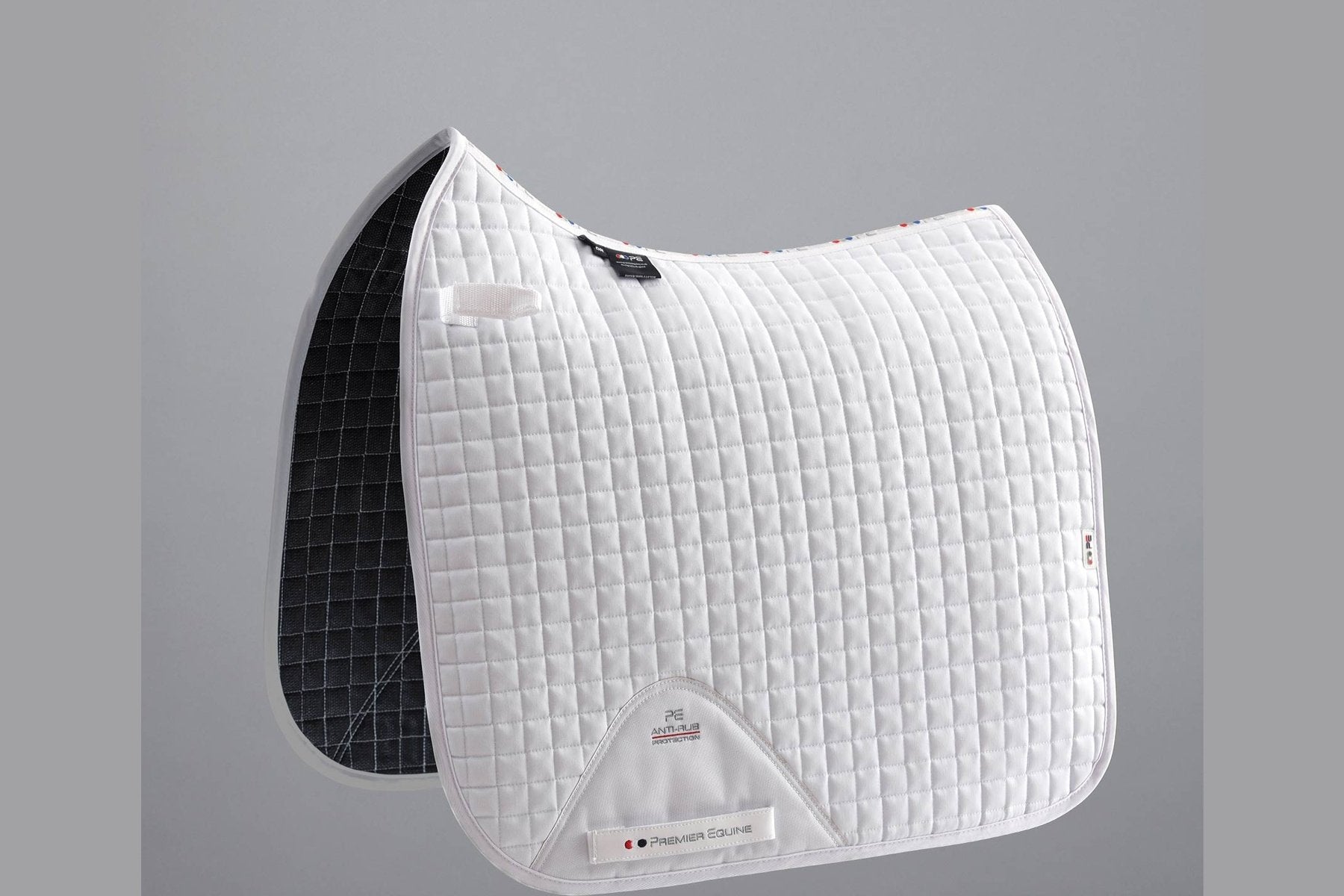 Description:Close Contact Cotton Dressage Saddle Pad_Colour:White_Position:1