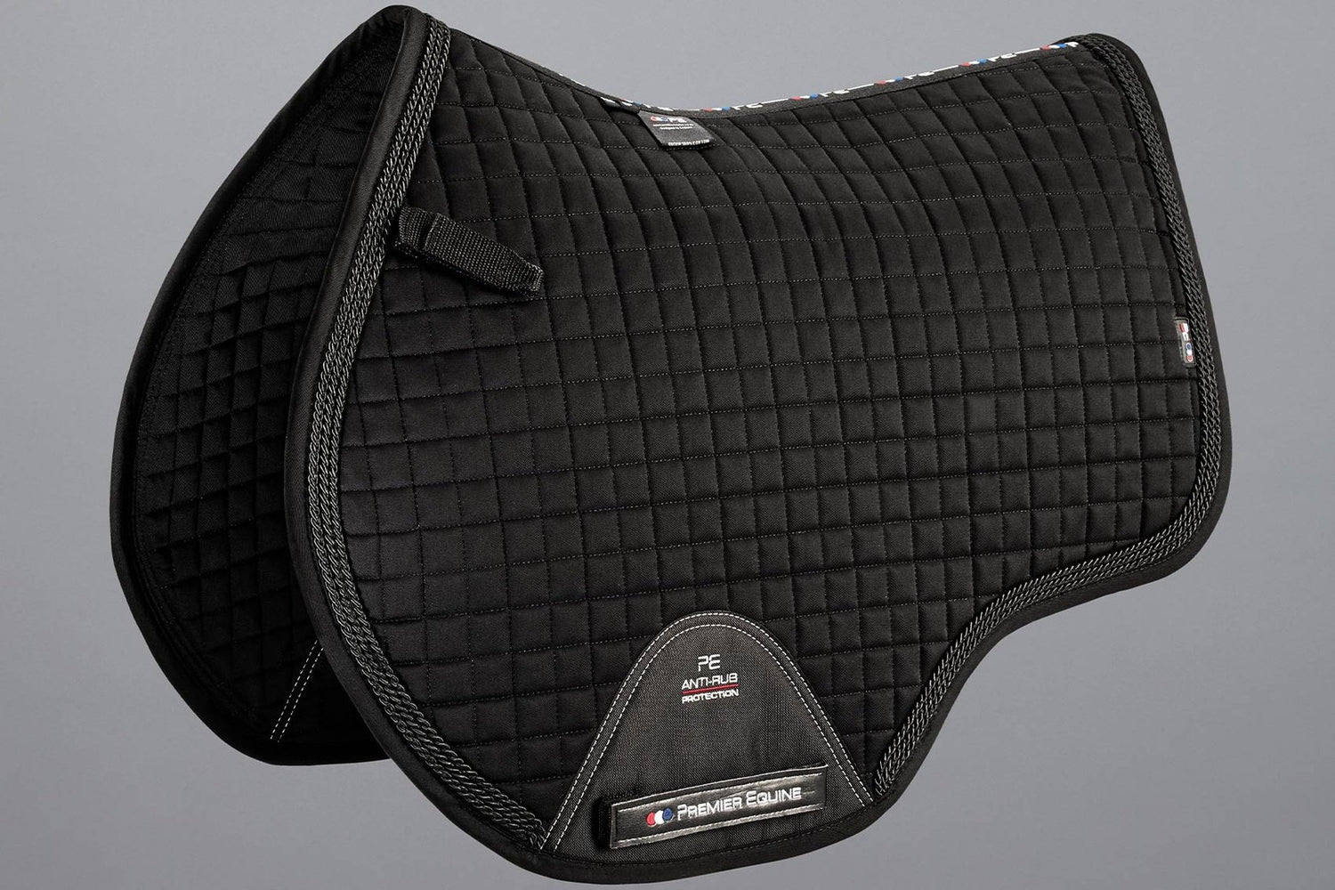 Description:Close Contact European Cotton Saddle Pad - GP/Jump Square_Colour:Black_Position:1