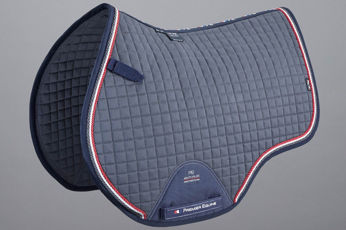 Description:Close Contact European Cotton Saddle Pad - GP/Jump Square_Colour:Grey_Position:1