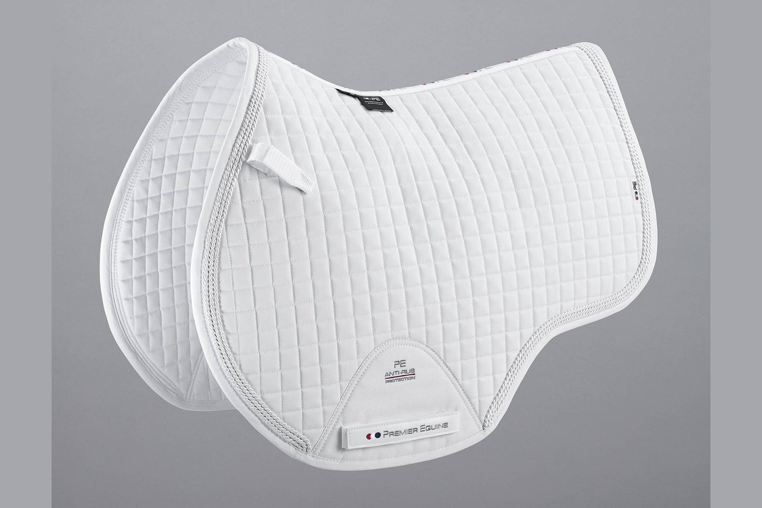  Description:Close Contact European Cotton Saddle Pad - GP/Jump Square_Colour:White_Position:1