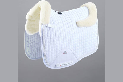 Description:Close Contact Merino Wool European Saddle Pad - Dressage Square_Colour:White/Natural Wool_Position:1