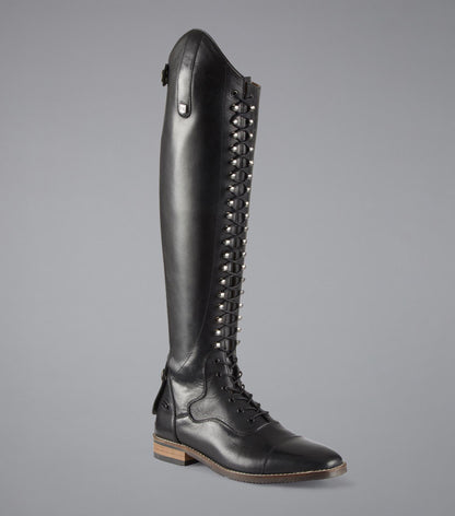 Description:Maurizia Ladies Lace Front Tall Leather Riding Boots_Colour:Black_Position:1