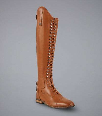 Description:Maurizia Ladies Lace Front Tall Leather Riding Boots_Colour:Cognac_Position:1