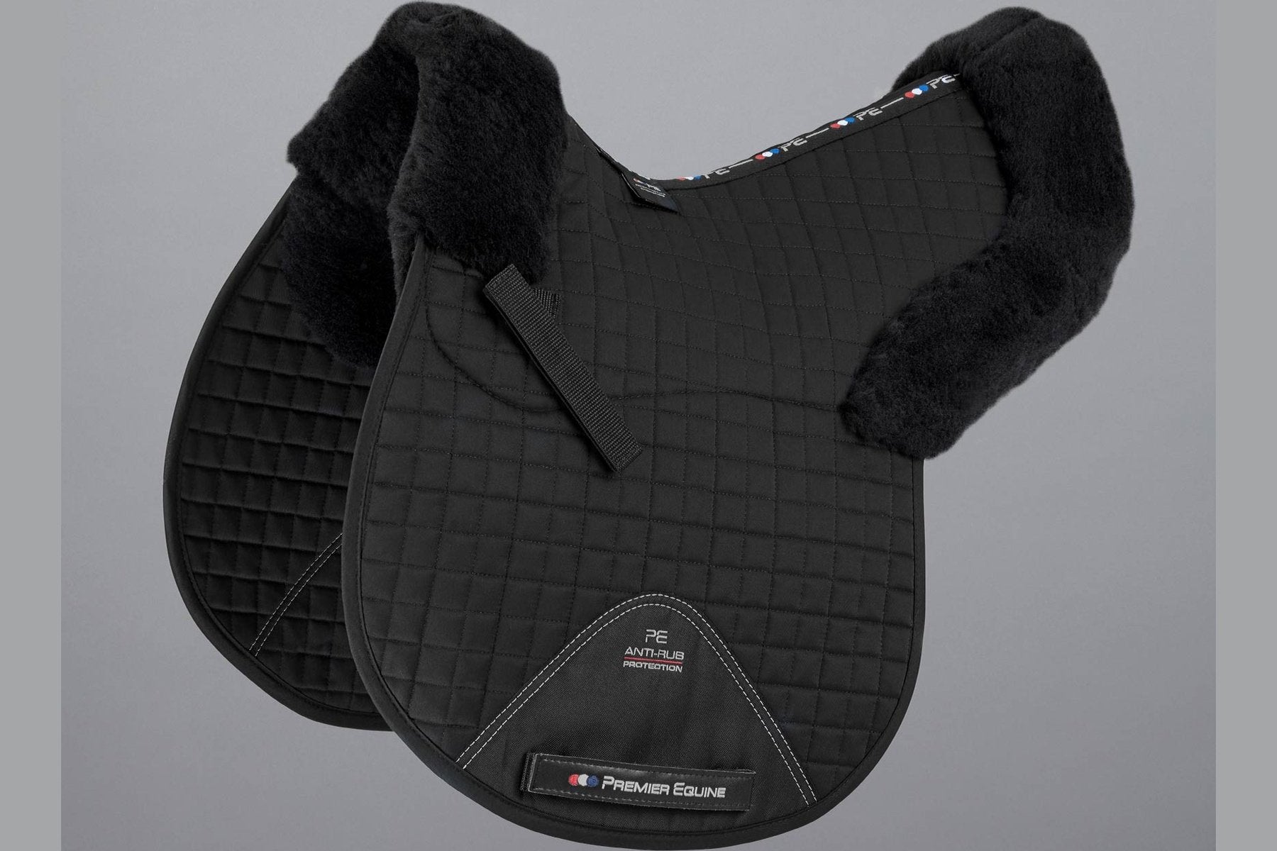 Description:Merino Wool Saddle Pad - GP/Jump Numnah_Colour:Black/Black Wool_Position:1