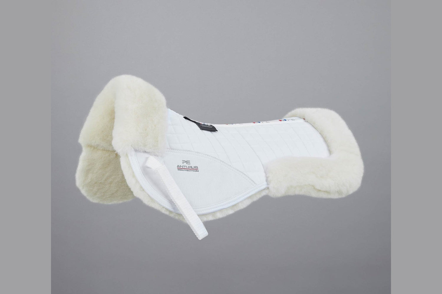 Description:Merino Wool Saddle Pad - Half Pad_Colour:White/Natural Wool_Position:1
