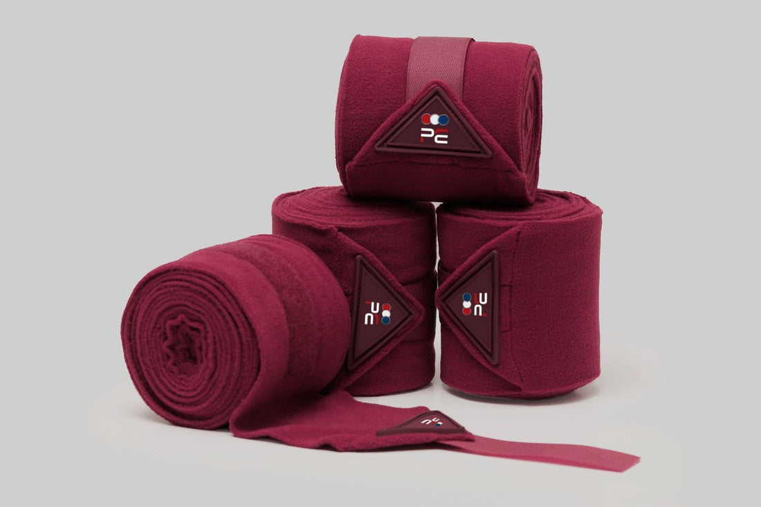 Description:Horse Polo Fleece Bandages_Colour:Burgundy_Position:1