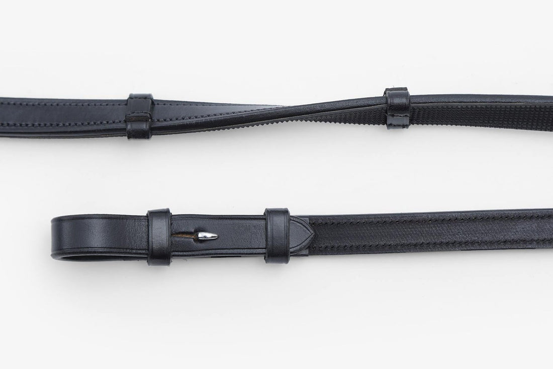 Description:Salvatore Rubber &amp; Leather Grip Reins_Colour:Black_Position:1