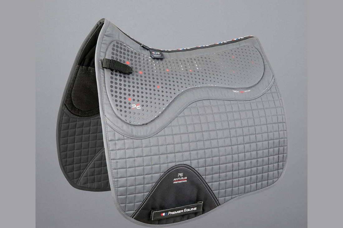 Description:Close Contact Tech Grip Pro Anti-Slip Saddle Pad - Dressage Square_Colour:Grey_Position:1