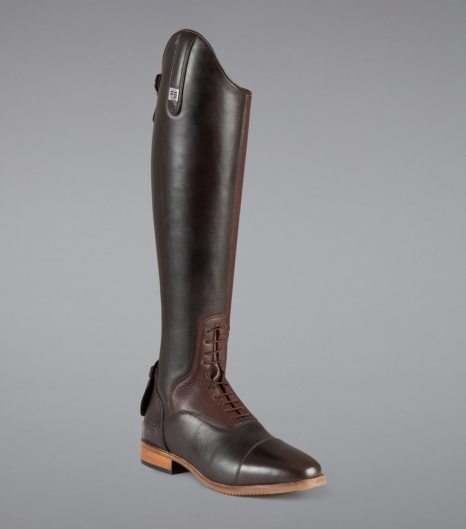 Description:Bilancio Ladies Leather Field Tall Riding Boot_Colour:Brown_Position:1