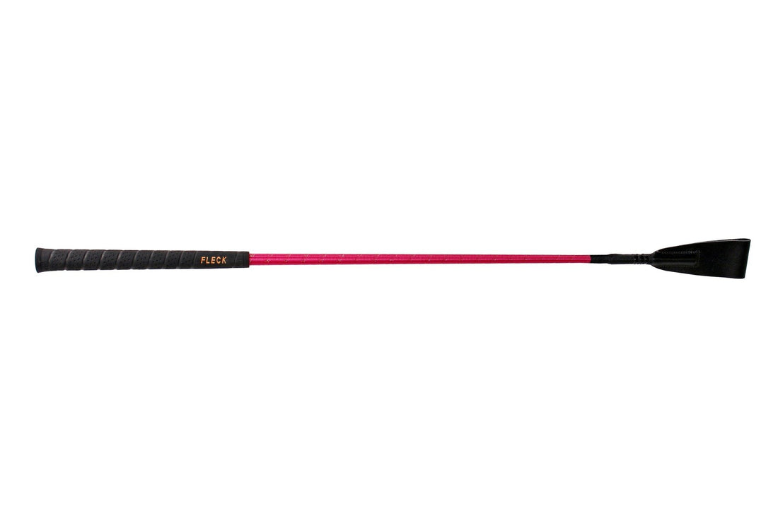 Fleck Rubber Grip Riding Whip With Flecks - Pink