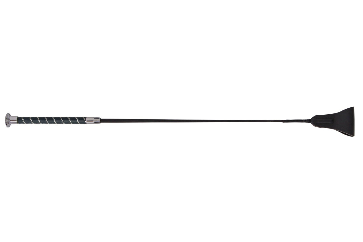 Fleck Silk Touch Riding Whip Crystal Grip - Chrome