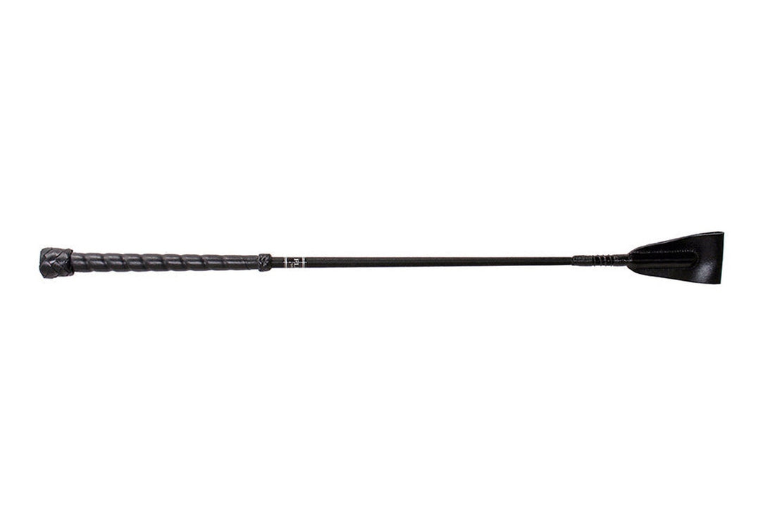 Fleck Wrapped Leather Handle Riding Whip - Black