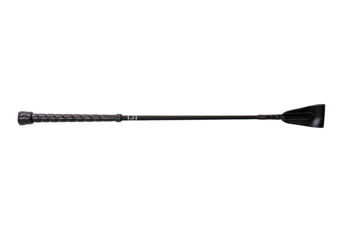 Fleck Wrapped Leather Handle Riding Whip - Black