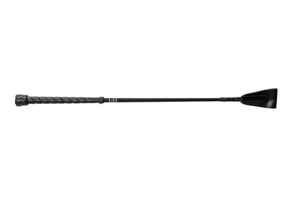 Fleck Wrapped Leather Handle Riding Whip - Black